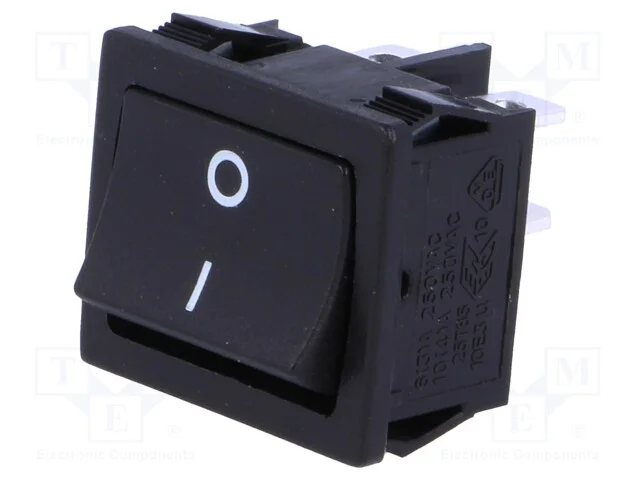 ROCKER, DPST, Pos: 2, ON-OFF, 6A/250VAC, preto, n.