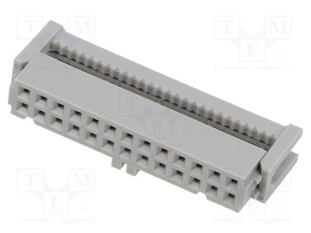 Ficha; Idc; Fêmea; Pin: 26; Idc; para Fita; 1,27mm; Dourado; 2,5a