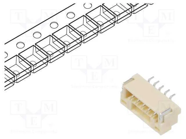 Tomada; Fio-Placa; Macho; Gh; 1,25mm; Pin: 5; Smt; 50v; 1a; Horizontal