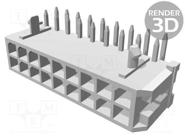 Tomada; Fio-Placa; Macho; Micro-Fit 3.0; 3mm; Pin: 18; Tht; para Pcb