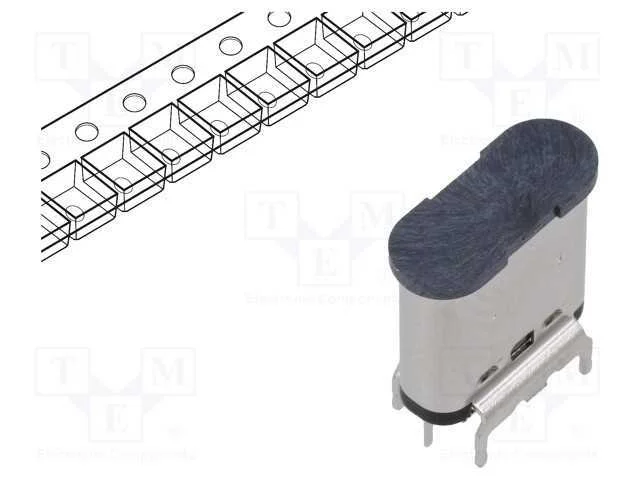 Tomada; Usb C; para Pcb; Smt; Pin: 24; Verticais; Usb 3.1; Dourado