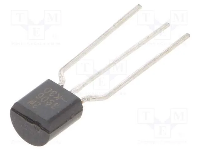 Transístor: PNP, bipolar, 40V, 0,2A, 0,625W, TO92