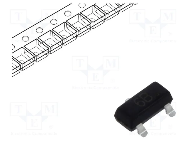 Transístor: NPN, bipolar, 45V, 0,5A, 300mW, SOT23
