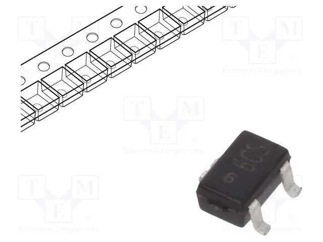 Transístor: NPN, bipolar, 45V, 0,5A, 200mW, SOT323