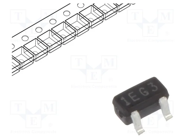 Trans&iacute;stor: NPN, bipolar, 45V, 100mA, 150mW, SOT5.