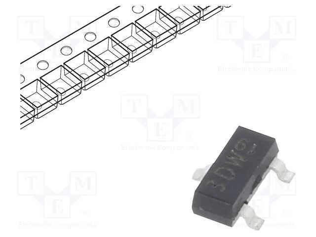 Transístor: PNP, bipolar, 65V, 0,1A, 250mW, SOT23.