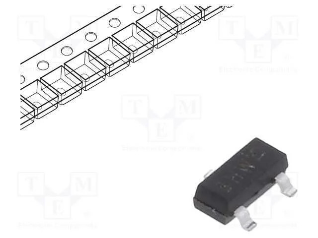 Transístor: PNP, bipolar, 45V, 0,1A, 250mW, SOT23.