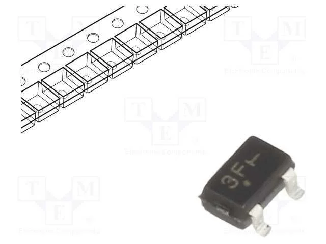 Transístor: PNP, bipolar, 45V, 0,1A, 0,15W, SC70,.