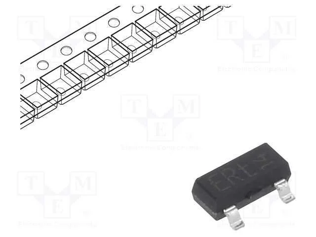 Transístor: NPN, bipolar, 45V, 0,8A, 250mW, SOT23.