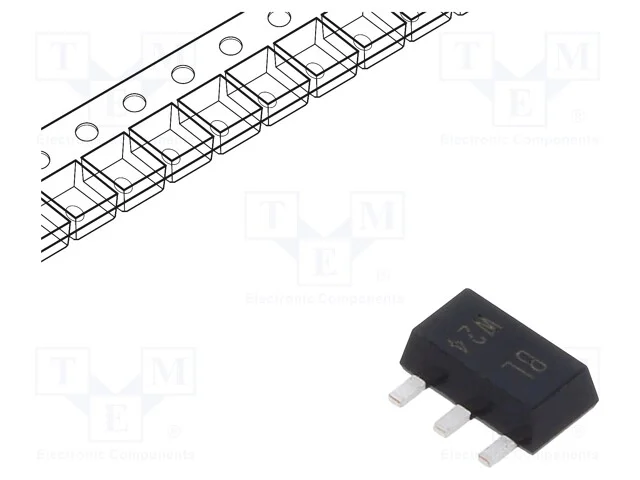 Trans&iacute;stor: NPN, bipolar, 80V, 1A, 1,35W, SC62,SO.