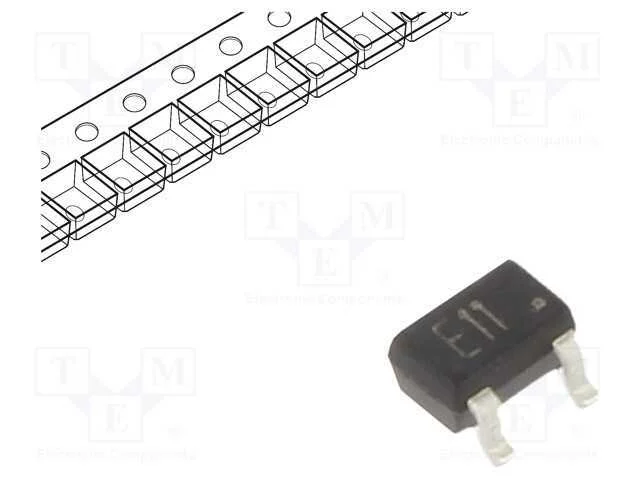Transístor: PNP, bipolar, BRT, 50V, 0,1A, 0,2W, S.