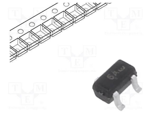 Transístor: PNP, bipolar, BRT, 50V, 0,1A, 0,2W, S.