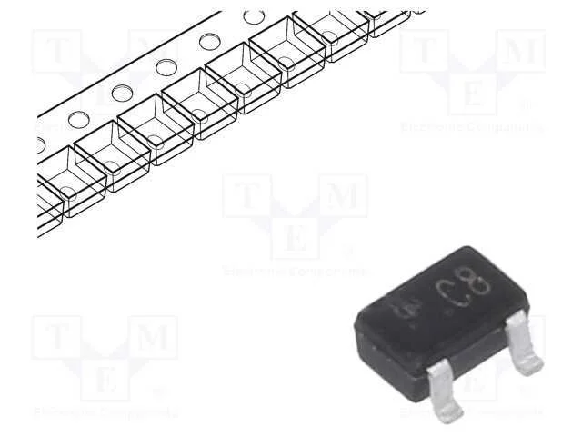 Transístor: Npn; Bipolar; Brt; 50v; 0,1a; 200mw; Sot323; R1: 22ko