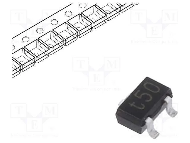 Transístor: NPN, bipolar, BRT, 50V, 0,1A, 200mW, .