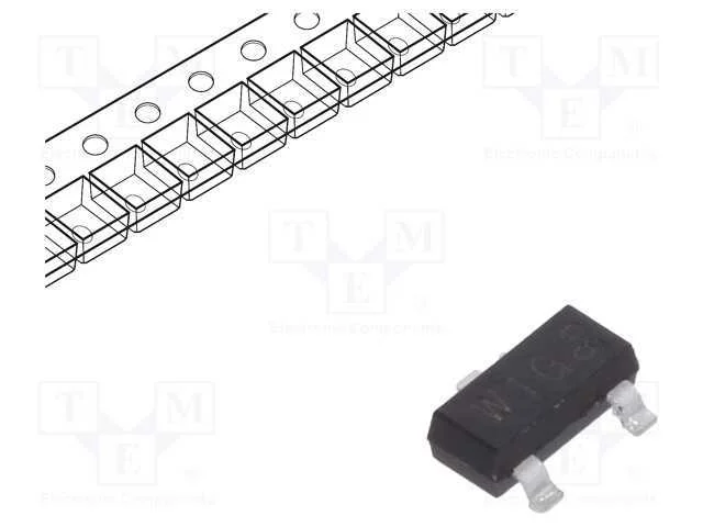 Transístor: NPN, bipolar, 80V, 0,5A, 250mW, SOT23.