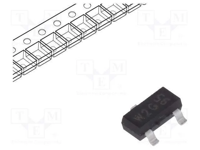 Transístor: PNP, bipolar, 80V, 0,5A, 250mW, SOT23.