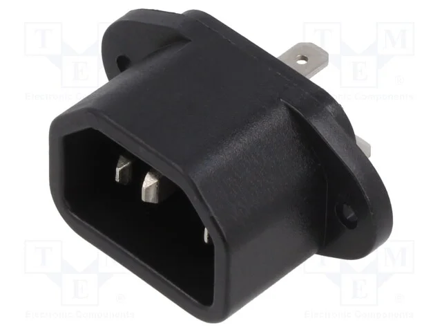 Conector: de alimentação, tomada, macho, 10A, 250.