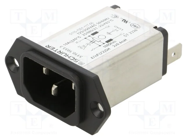 Conector: de alimentação, tomada, macho, 10A, 250.