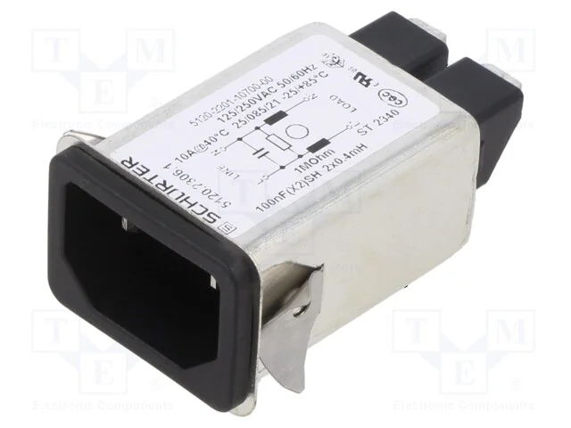 Conector: de alimentação, tomada, macho, 10A, 250.