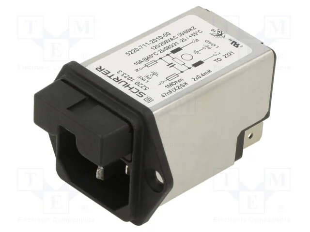 Conector: de alimentação, tomada, macho, 10A, 250.