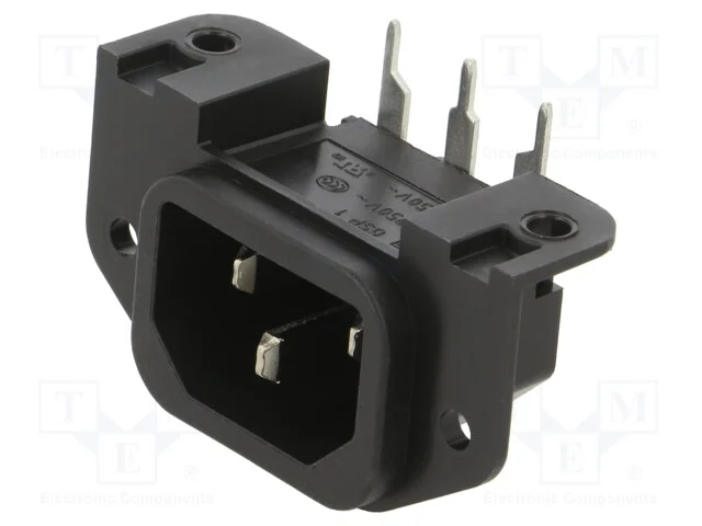 Conector: de alimentação, tomada, macho, 10A, 250.