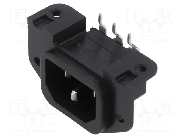 Conector: de alimentação, tomada, macho, 10A, 250.
