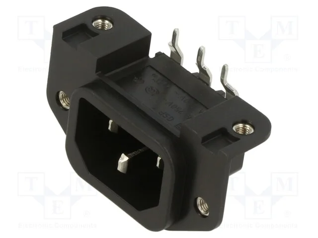 Conector: de alimentação, tomada, macho, 10A, 250.