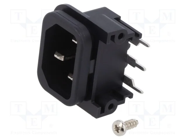 Conector: de alimentação, tomada, macho, 10A, 250.
