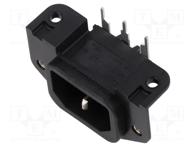 Conector: de alimentação, tomada, macho, 10A, 250.