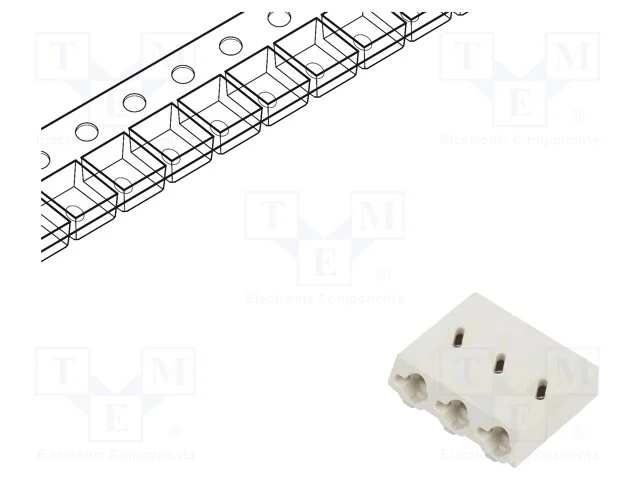 Conector: de Pino, Dg2003, 6mm, Faixas: 3, 0,5÷1,5mm2, 10a, Smt, 200v