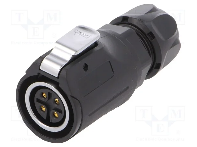 Ficha, Conector: Redondos, Mrd, Pin: 4, Gold Flash, 10a, Solda, Fêmea