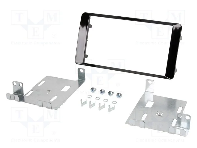 Moldura do rádio, Mitsubishi, 2 DIN, preto brilha.