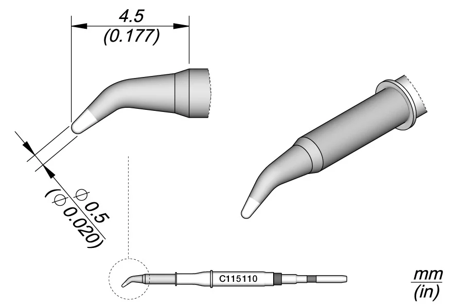 Conical Bent Cartridge Ø 0.5