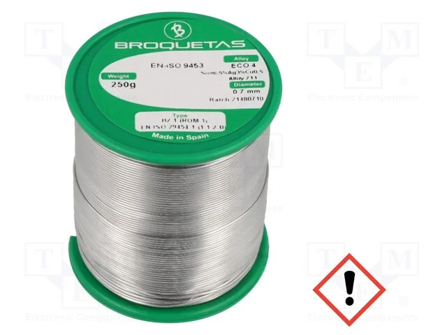 Arame de Solda, Sn96,5ag3cu0,5, 0,7mm, 0,25kg, Sem Chumbo, Bobina