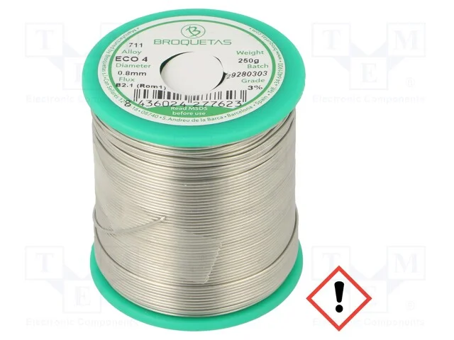 Arame de Solda, Sn96,5ag3cu0,5, 0,8mm, 0,25kg, Sem Chumbo, Bobina