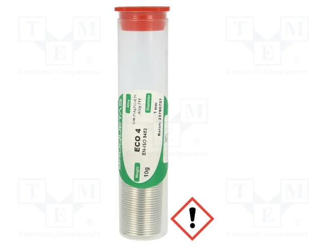 Arame de solda, Sn96,5Ag3Cu0,5, 1mm, 10g, sem chu.