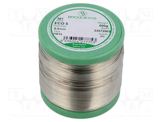 Arame de Solda, Sn99ag0,3cu0,7, 0,5mm, 0,5kg, Sem Chumbo, Bobina