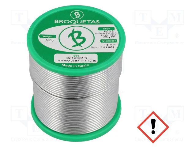 Arame de Solda, Sn99ag0,3cu0,7, 1,5mm, 0,5kg, Sem Chumbo, Bobina