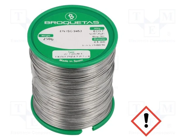 Arame de Solda, Sn96ag4, 0,5mm, 250g, Sem Chumbo, Bobina, 221c