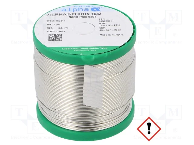 Arame de Solda, Sn99ag0,3cu0,7, 1mm, 500g, Sem Chumbo, Bobina