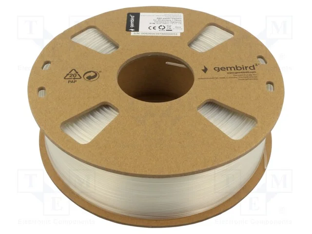 Filamento: ABS, 1,75mm, transparente, 225÷245C, 1.