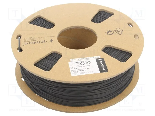 Filamento: PLA, 1,75mm, preta, 190÷220C, 1kg, fle.