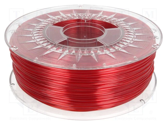 Filamento: PET-G, : 1,75mm, vermelho (rubi),trans.