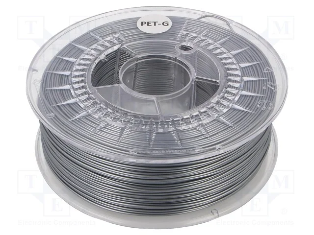 Filamento: PET-G, : 1,75mm, prateado, 220÷250C, 1.