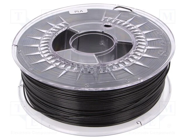 Filamento: PLA, : 1,75mm, preta,meio transparente.