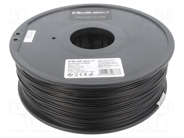 Filamento: Abs Pro, 1,75mm, Preta, 220÷260c, 1kg