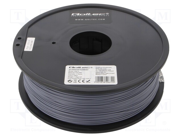 Filamento: PLA PRO, : 1,75mm, cinzenta, 205÷225C,.