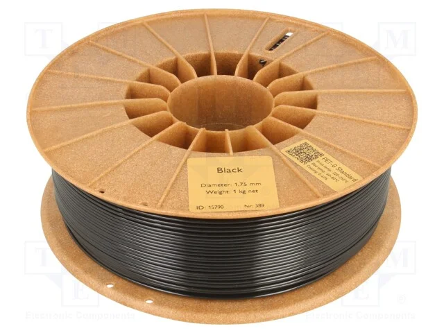 Filamento: PET-G, 1,75mm, preta, 220÷250C, 1kg