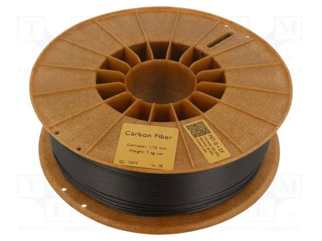 Filamento: Pet-G + Cf, 1,75mm, Preta, 240÷270c, 1kg