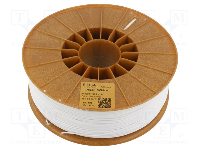 Filamento: Abs+, 1,75mm, Branca, 230÷270c, 1kg